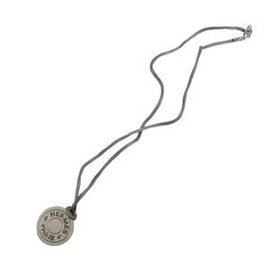 Hermes Serie Silk Cord Metal Necklace Gray